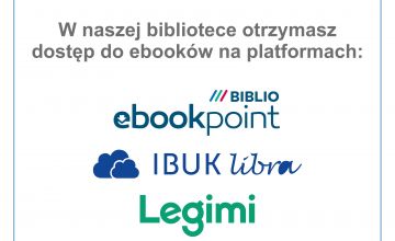 Książki online dla każdego. W naszej bibliotece otrzymasz dostęp do ebooków na platformach: ebookpoint biblio, Ibuk, Legimi. Zapytaj bibliotekarza o kod dostępu! Zadanie finansowane w ramach II edycji Marszałkowskiego Budżetu Obywatelskiego Wojewodztwa Śląskiego na rok 2021.